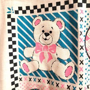 TEDDY BEAR VTG 80s Pastel Sleep Shirt nightgown Tshirt mini dress Kidcore Kawaii